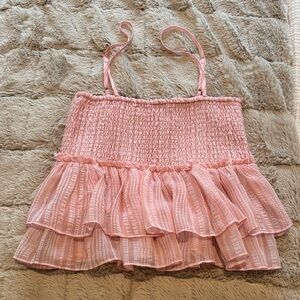 BB Dakota Pink Ruffled Crop Top